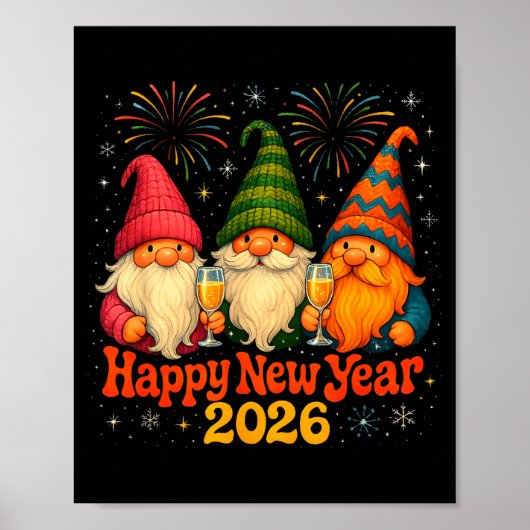 Happy New Year 2026 Cute Gnome Party Gift Poster (Vorne)