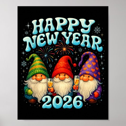 Happy New Year 2026 Cute Gnome Party Gift  Poster (Vorne)