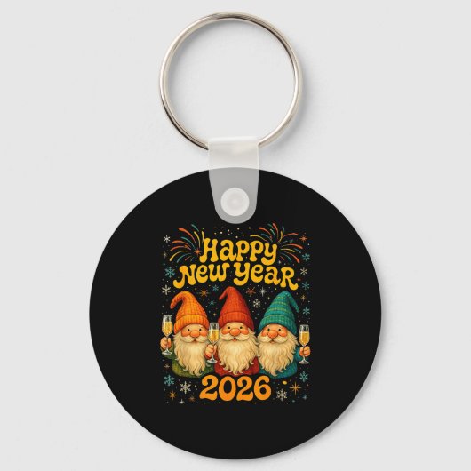 Happy New Year 2026 Cute Gnome Party Gift  Schlüsselanhänger (Vorderseite)