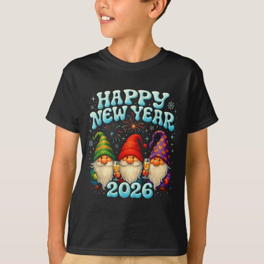 Happy New Year 2026 Cute Gnome Party Gift T-Shirt (Vorderseite)