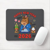 Happy New Year 2026 Cute Horse Japanese Celebratio Mousepad (Mit Mouse)