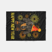 Happy New Year 2026 Dachshund Fireworks New Years Fleecedecke (Vorderseite (Horizontal))
