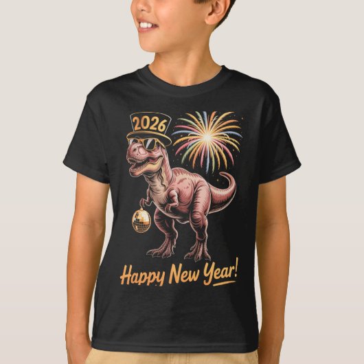 Happy New Year 2026 Dinosaur Funny Dino Tee For Ad (Vorderseite)