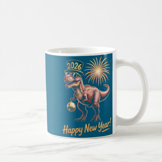 Happy New Year 2026 Dinosaur Funny Dino Tee For Ad Kaffeetasse (Rechts)