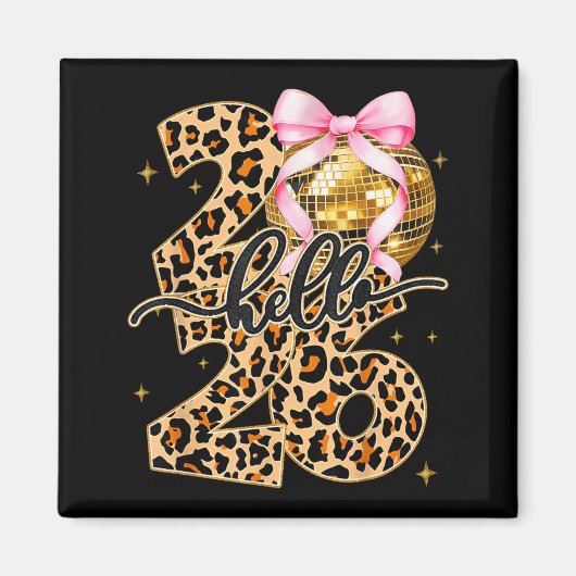 Happy New Year 2026 Disco Ball Bow New Year's Eve  Magnet (Vorne)