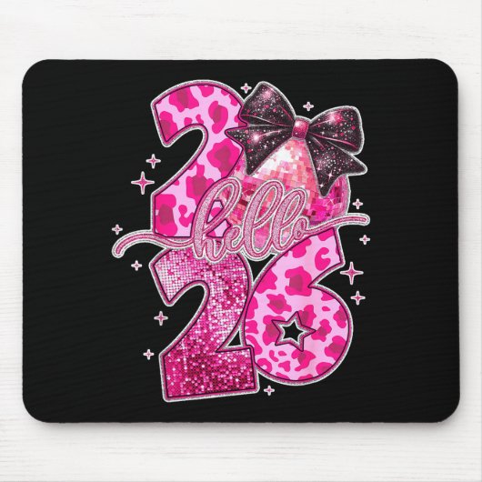 Happy New Year 2026 Disco Ball Bow New Year's Eve Mousepad (Vorne)