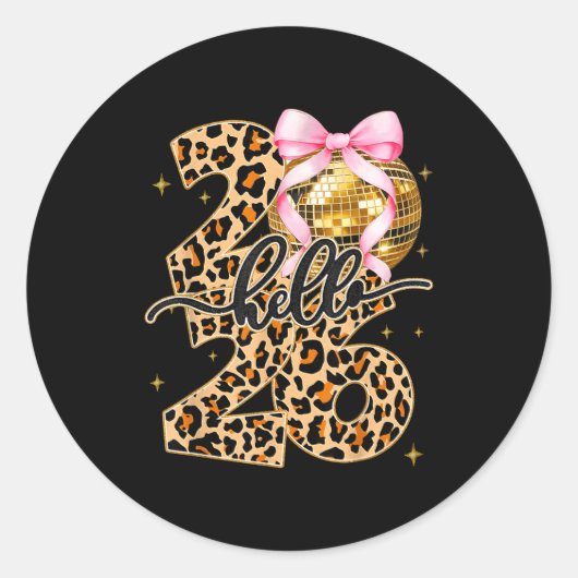 Happy New Year 2026 Disco Ball Bow New Year's Eve Runder Aufkleber (Vorderseite)