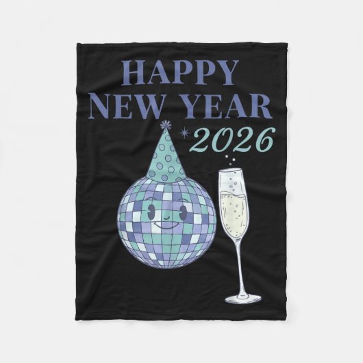 Happy New Year 2026 Disco Ball Celebration Fleecedecke (Vorderseite)