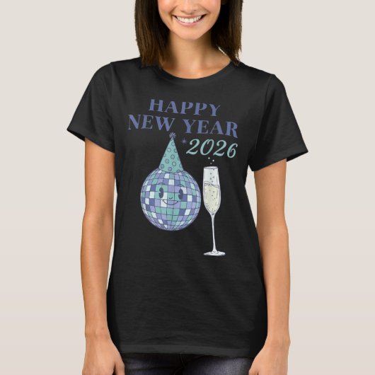 Happy New Year 2026 Disco Ball Celebration T-Shirt (Vorderseite)
