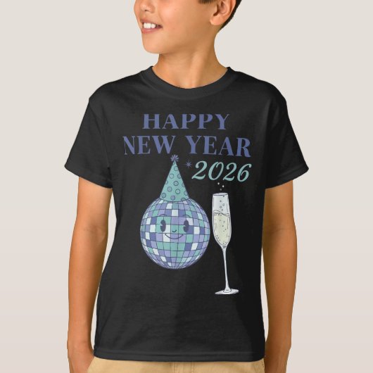 Happy New Year 2026 Disco Ball Celebration T-Shirt (Vorderseite)