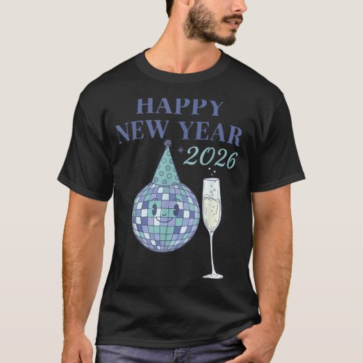 Happy New Year 2026 Disco Ball Celebration T-Shirt (Vorderseite)