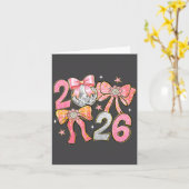 Happy New Year 2026 Disco Ball Coquette Bow New Ye Karte (Gelbe Blume)
