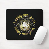 Happy New Year 2026 Disco Ball Gold Bow Coquette C Mousepad (Mit Mouse)