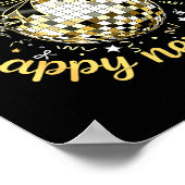 Happy New Year 2026 Disco Ball Gold Bow Coquette C Poster (Ecke)