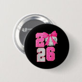 Happy New Year 2026 Disco Ball Nk Coquette Bow Fam Button (Vorne & Hinten)