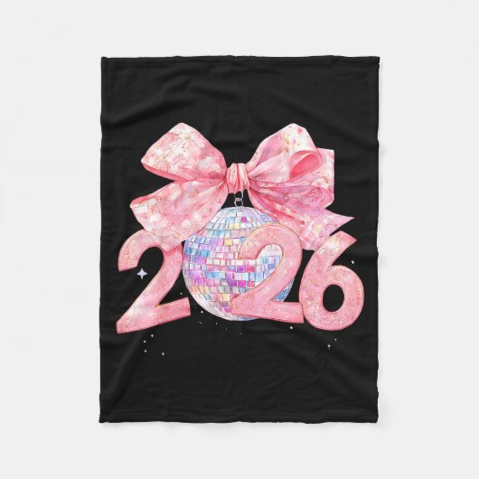 Happy New Year 2026 Disco Ball Nk Coquette Bow Fam Fleecedecke (Vorderseite)