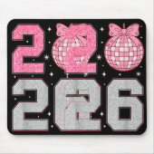 Happy New Year 2026 Disco Ball Nk Coquette Bow Fam Mousepad (Vorne)
