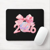 Happy New Year 2026 Disco Ball Nk Coquette Bow Fam Mousepad (Mit Mouse)