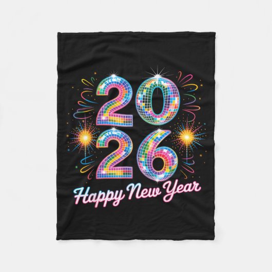 Happy New Year 2026 Disco Ball Retro Family Matchi Fleecedecke (Vorderseite)