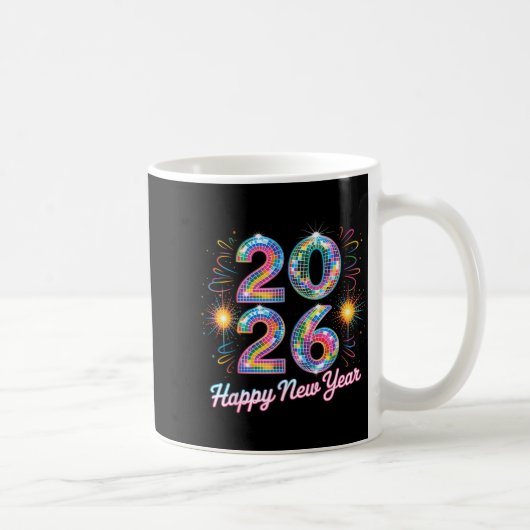 Happy New Year 2026 Disco Ball Retro Family Matchi Kaffeetasse (Rechts)