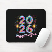 Happy New Year 2026 Disco Ball Retro Family Matchi Mousepad (Mit Mouse)