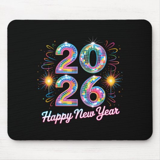 Happy New Year 2026 Disco Ball Retro Family Matchi Mousepad (Vorne)