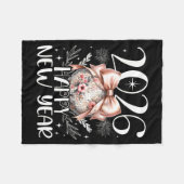 Happy New Year 2026 Disco Cute Bow Flower New Year Fleecedecke (Vorderseite (Horizontal))