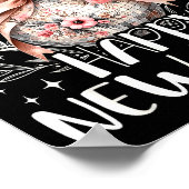 Happy New Year 2026 Disco Cute Bow Flower New Year Poster (Ecke)