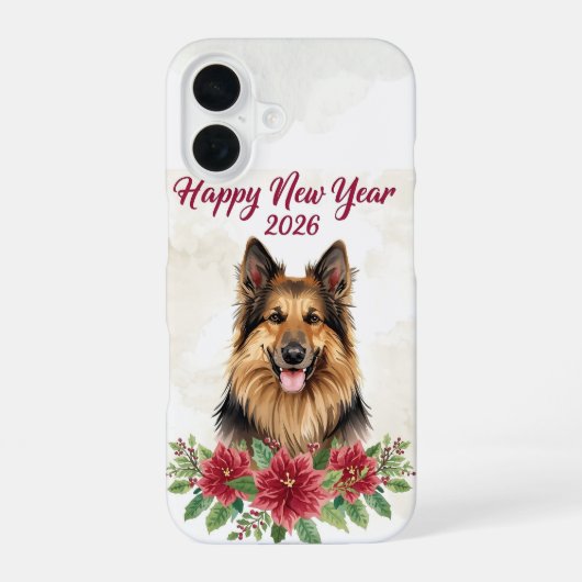 Happy New Year 2026 Dog Art iPhone 16 Hülle (Rückseite)