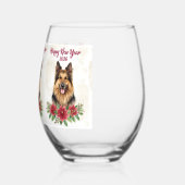 Happy New Year 2026 Dog Champagne Glass Weinglas Ohne Stiel (Links)