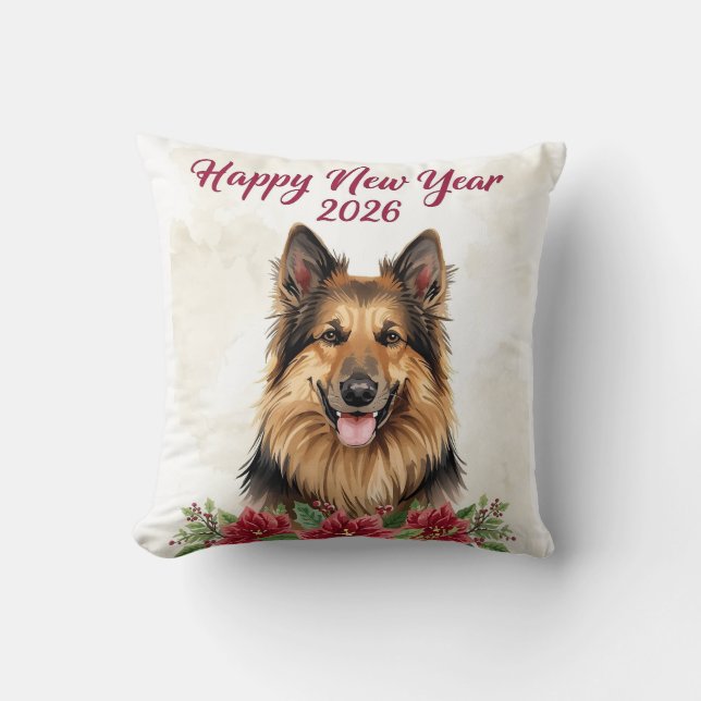 Happy New Year 2026 Dog Decor Kissen (Vorderseite)