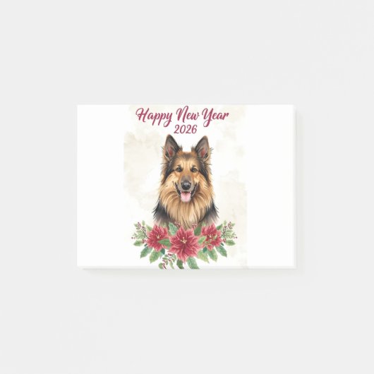 Happy New Year 2026 Dog Kids Poster Post-it Klebezettel (Vorderseite)