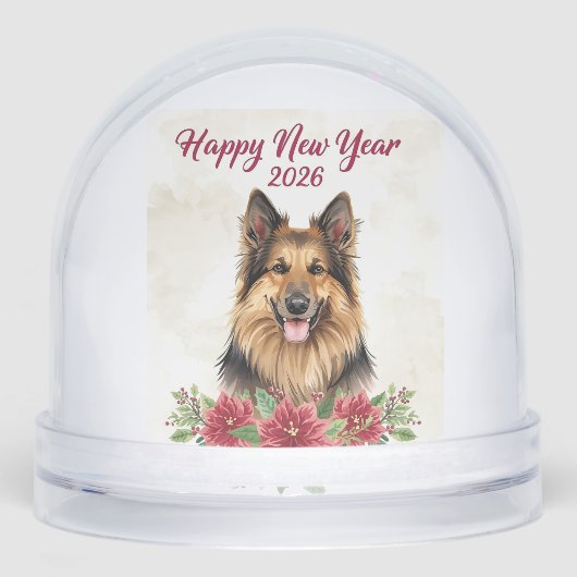 Happy New Year 2026 Dog Snow globe Gift Schneekugeln (Vorderseite)
