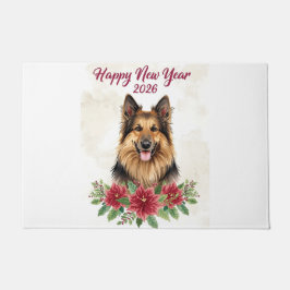 Happy New Year 2026 Dog Welcome door Mat Fußmatte