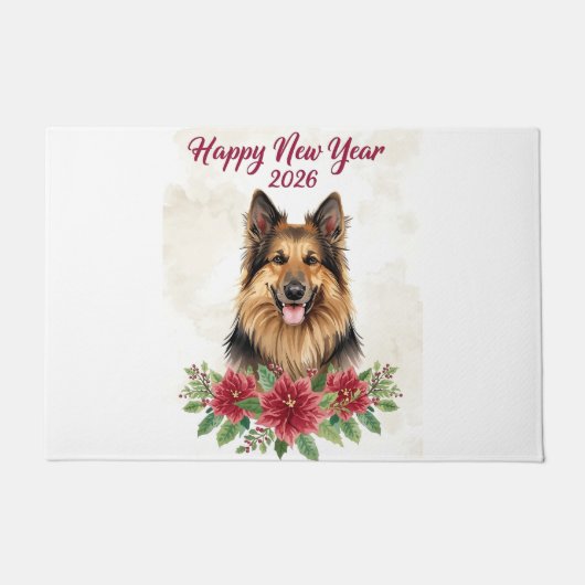 Happy New Year 2026 Dog Welcome door Mat Fußmatte (Vorderseite)
