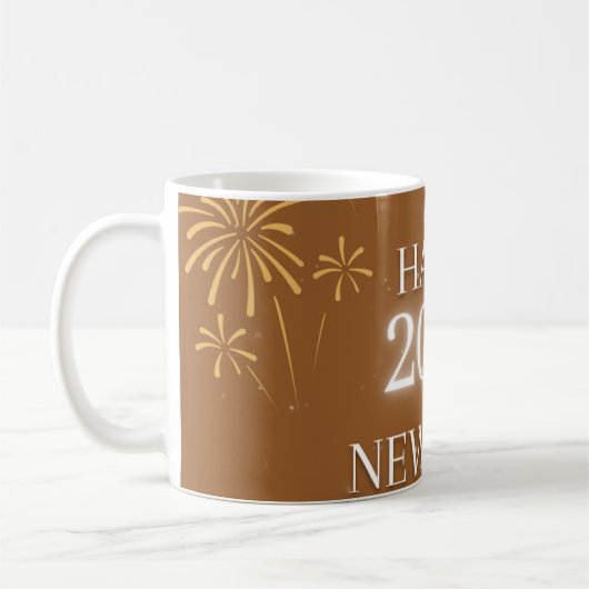 Happy New Year 2026 – Elegant Golden Brown poster. Kaffeetasse (Links)