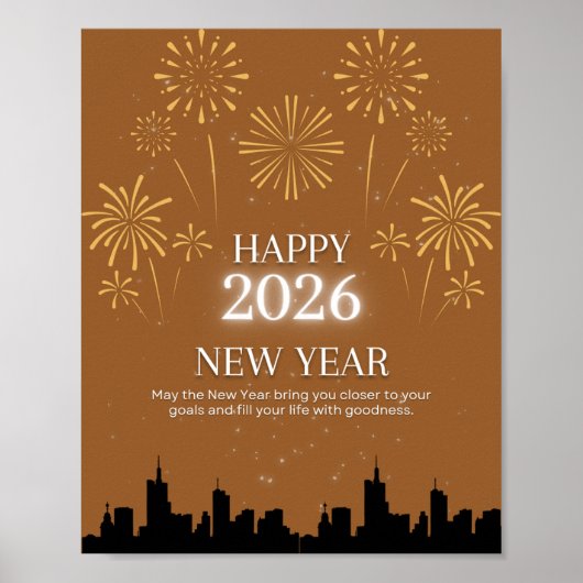 Happy New Year 2026 – Elegant Golden Brown poster. Poster (Vorne)