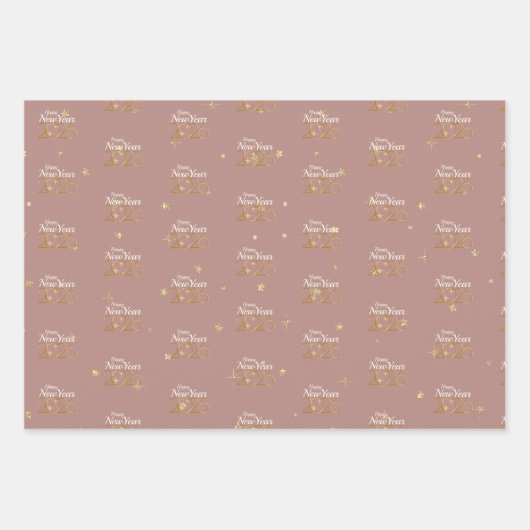 Happy New Year 2026 Elegant Wrapping Paper Geschenkpapier Set (Vorderseite)