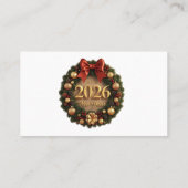 happy new year 2026 elegant wreath business card visitenkarte (Rückseite)
