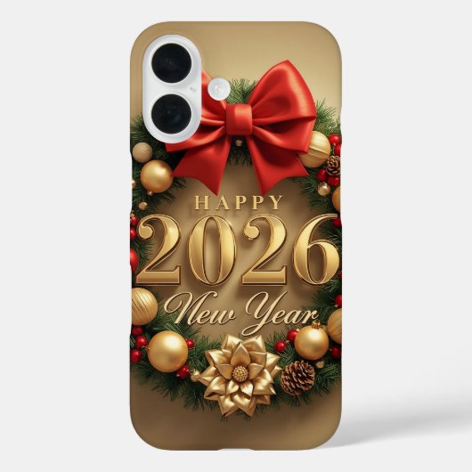happy new year 2026 elegant wreath Case-Mate iPhone hülle (Rückseite)
