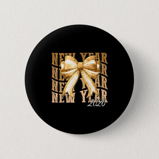 Happy New Year 2026 Eve Coquette Party Golden Fami Button (Vorderseite)