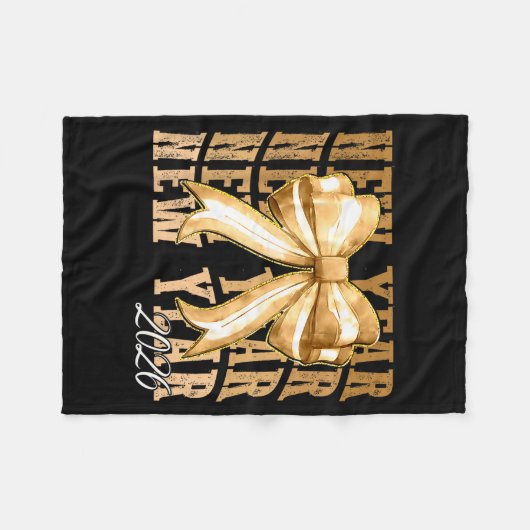 Happy New Year 2026 Eve Coquette Party Golden Fami Fleecedecke (Vorderseite (Horizontal))