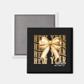 Happy New Year 2026 Eve Coquette Party Golden Fami Magnet (Vorderseite/Rückseite)