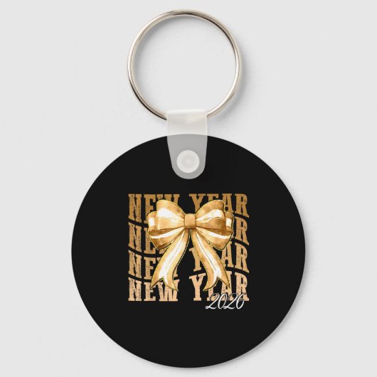 Happy New Year 2026 Eve Coquette Party Golden Fami Schlüsselanhänger (Vorderseite)