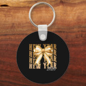 Happy New Year 2026 Eve Coquette Party Golden Fami Schlüsselanhänger (Vorderseite)