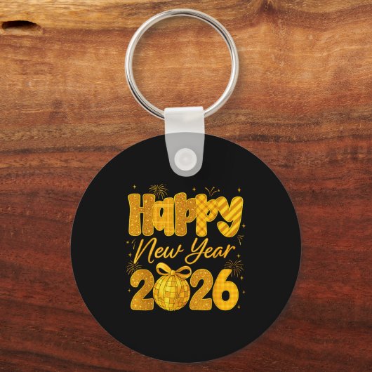 Happy New Year 2026 Eve Party Gold Family Matching Schlüsselanhänger (Vorderseite)