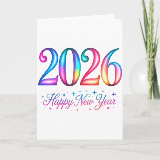 Happy New Year 2026 Family Colorful Retro Celebrat Karte (Vorderseite)