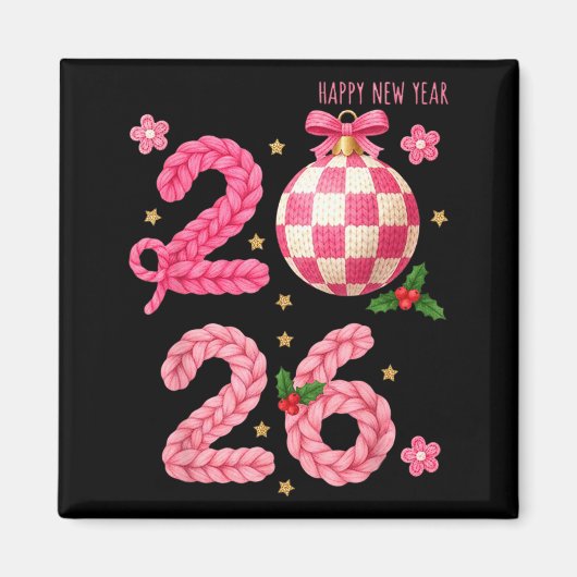 Happy New Year 2026 Family Matching Crochet Men Wo Magnet (Vorne)