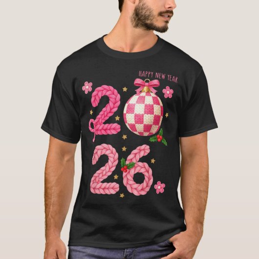 Happy New Year 2026 Family Matching Crochet Men Wo T-Shirt (Vorderseite)