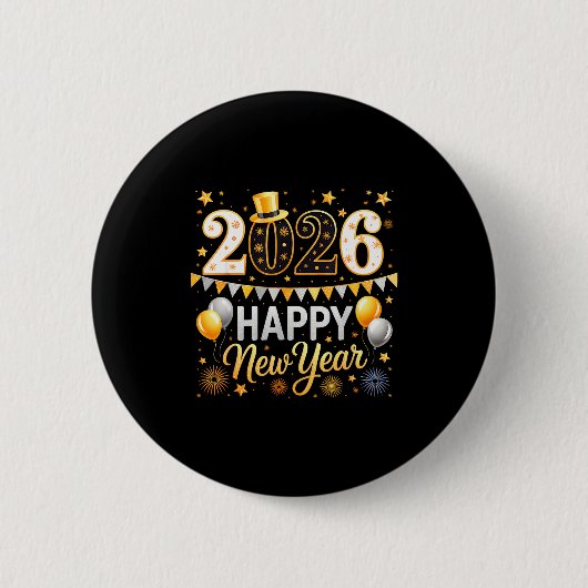 Happy New Year 2026 Family Matching New Year Firew Button (Vorderseite)